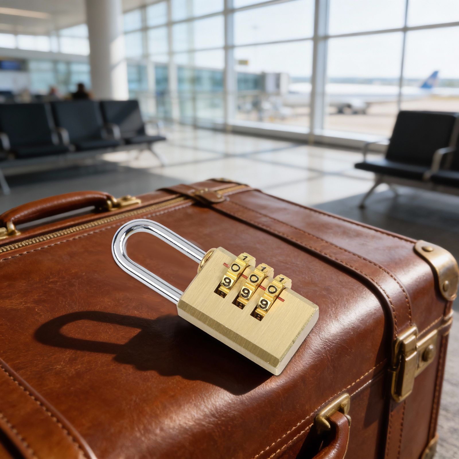 Travel Friendly Brass Padlock 4 Digit Combination Lock for Locker and Toolbox