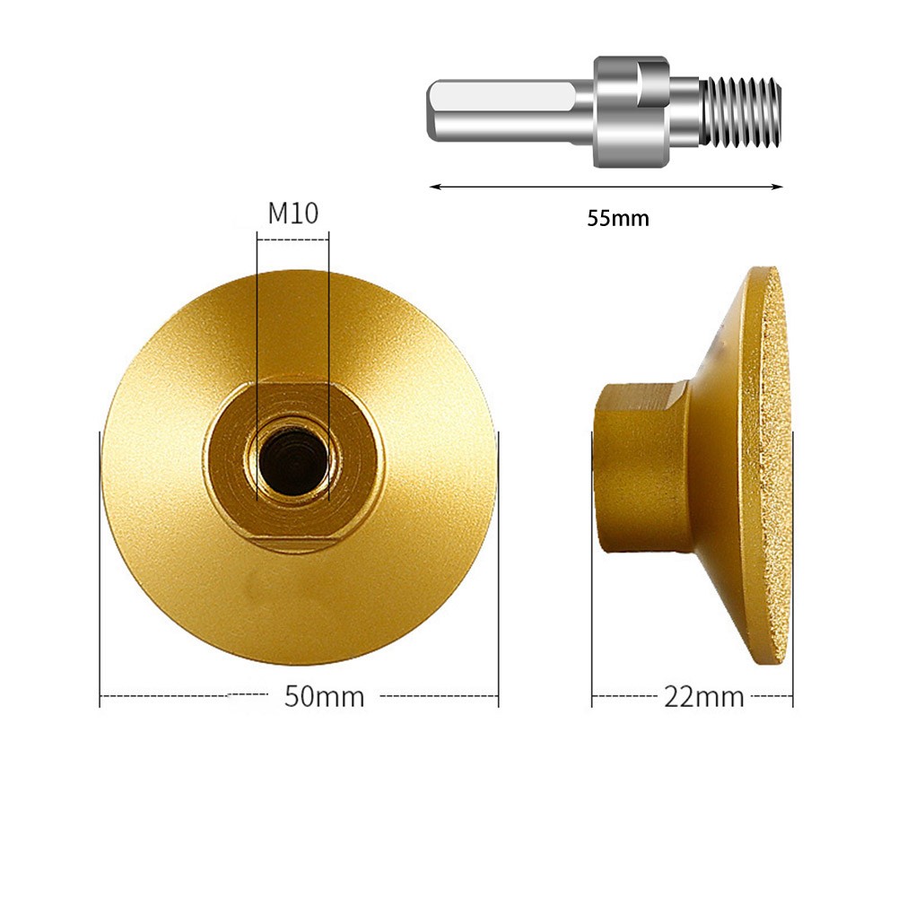 Brazed Grinding Wheel 50mm Diameter M10 Thread For Marble Granite Work