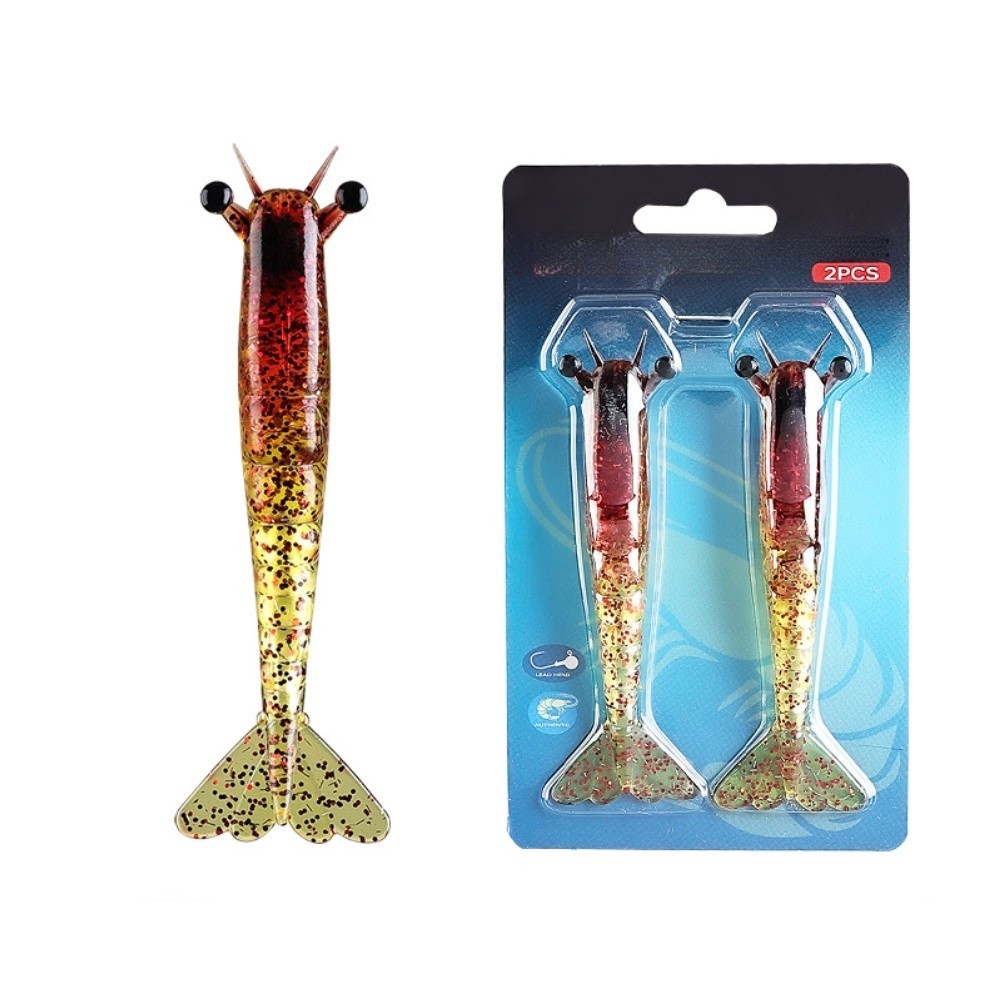 2PCS Sinking Ironclad Shrimp Lure Soft Bait 9.5cm 11.5cm Realistic PVC Fishing