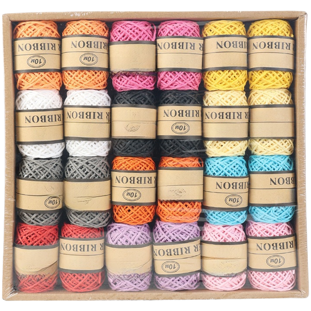 24 Rolls Hemp Rope Paper Cord For BRAIDED Set for DIY Craft Projects and Labels