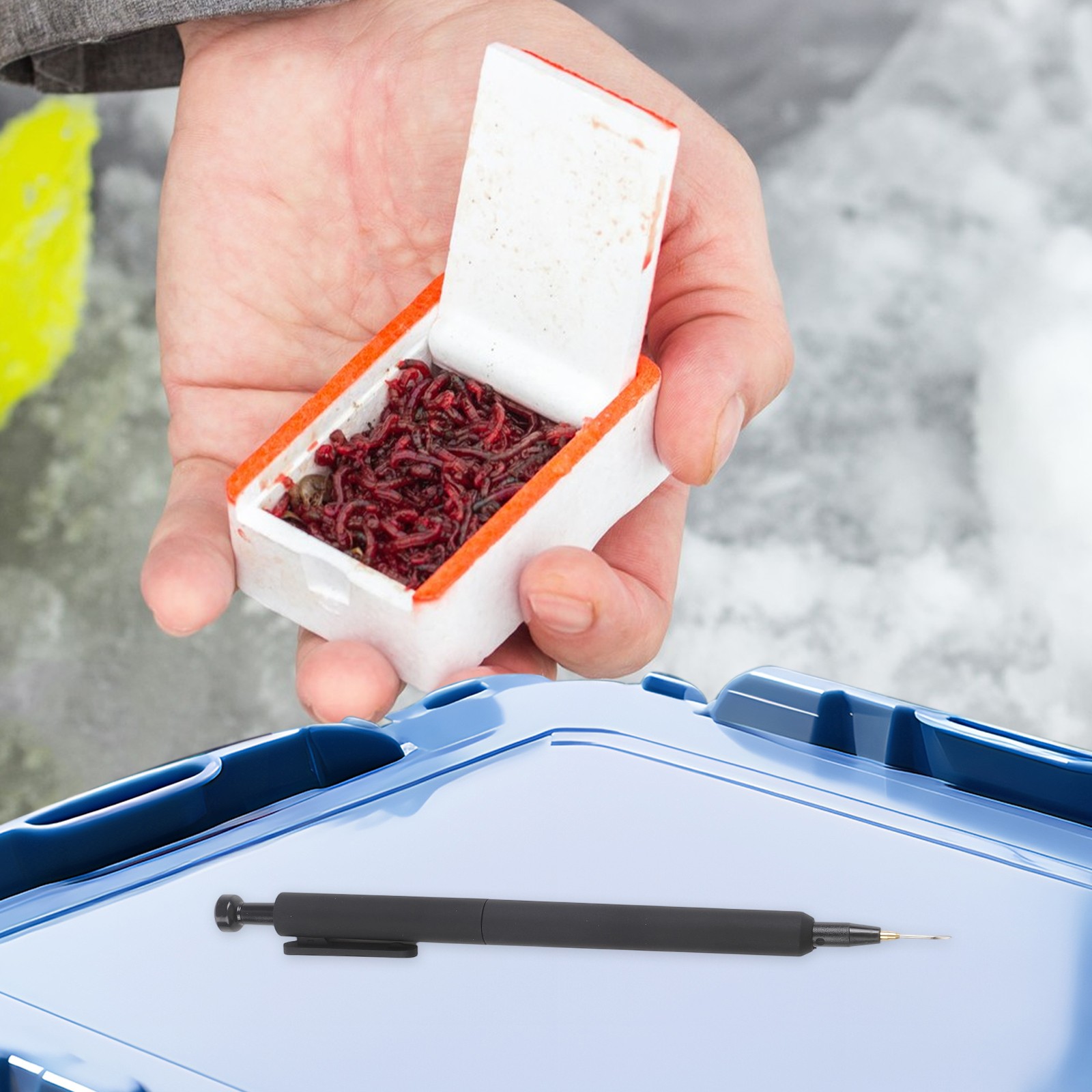 Red Worm Baiting Device Fully Automatic Fishing Hook Tool with 13mm Needle