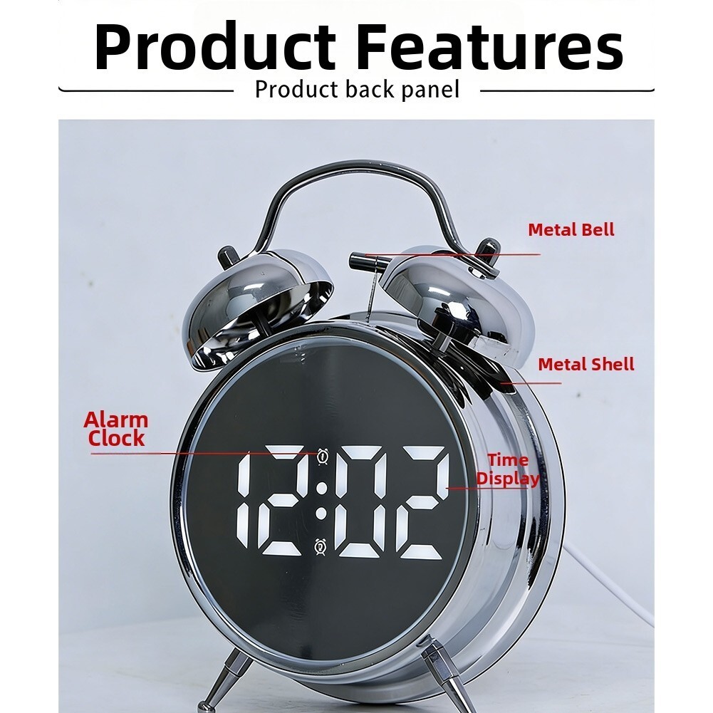 Loud Alarm Clock For Bedside Table Energy Saving Mode Low Battery Indicator