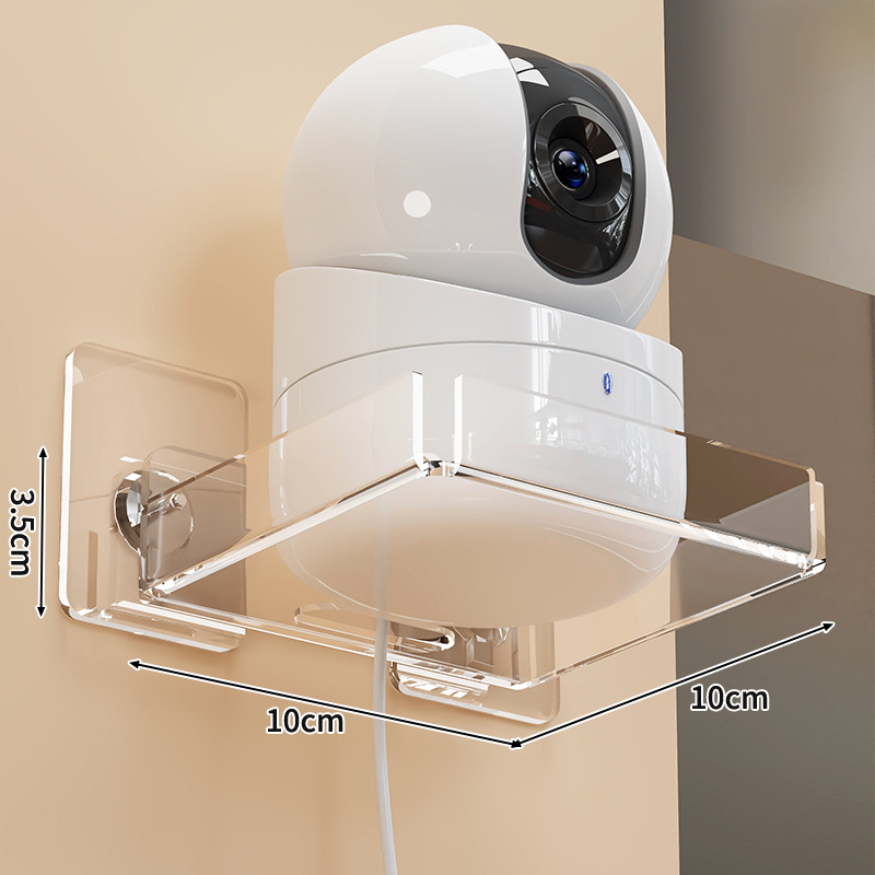 Acrylic Wall Shelf Camera Bracket No Drill Extended Platform Three Side Guard