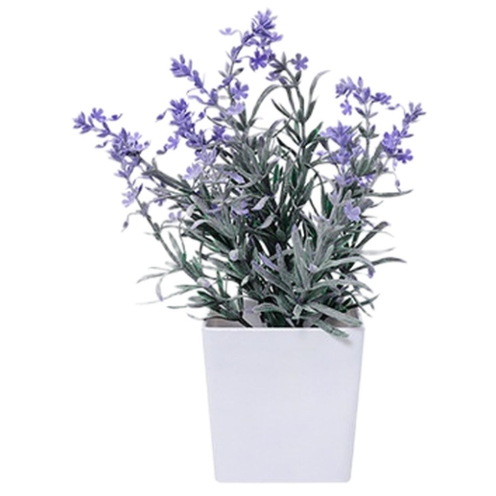 For Home Office Decorative Plant with Lavender Roses in Neutral Tone Pot