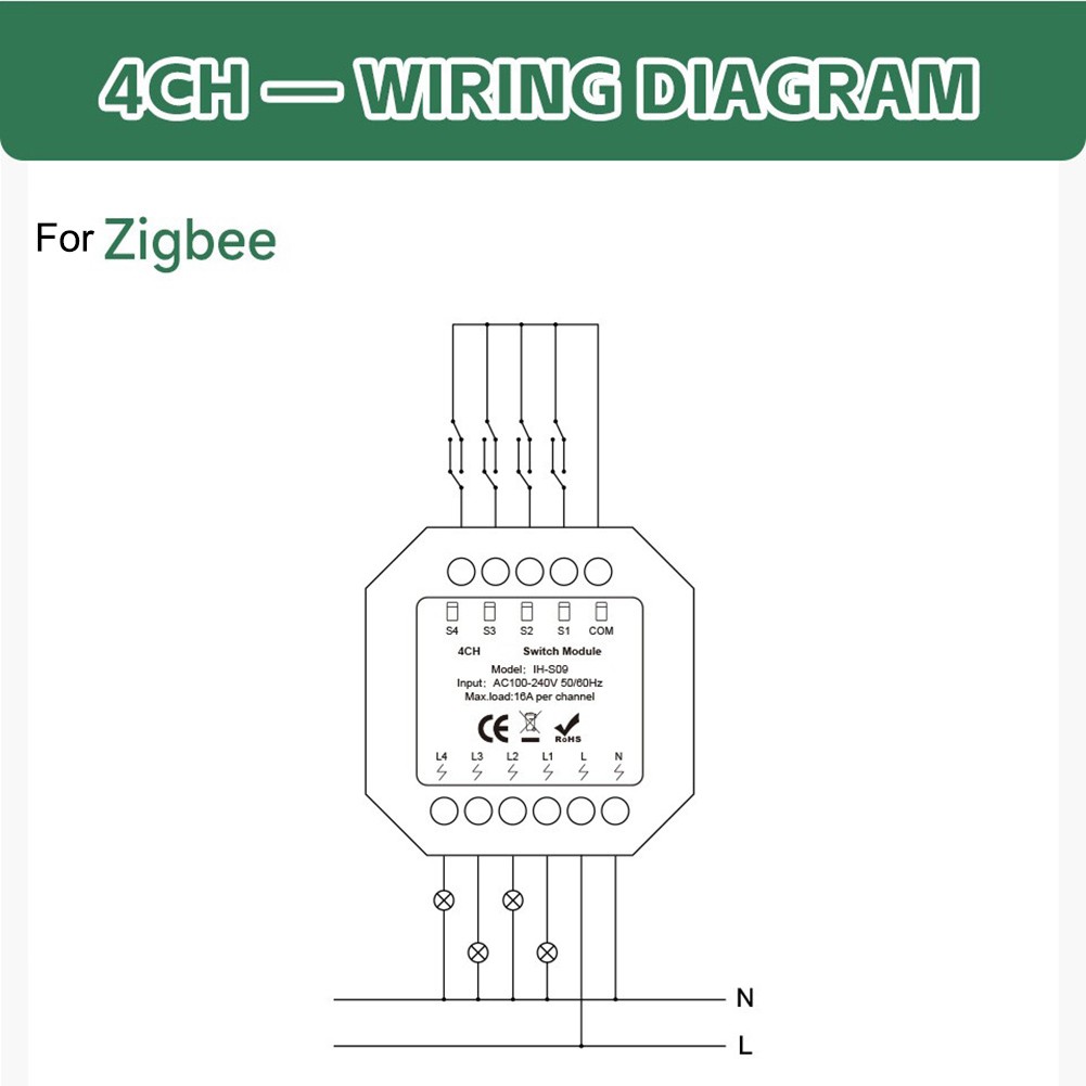 For Tuya For Zigbee Smart Switch Module 16A App Voice Control Timer Countdown