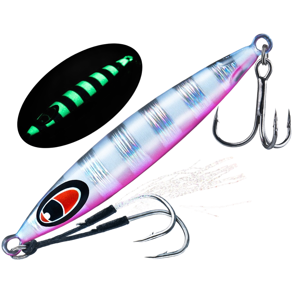 30g/40g/60g Iron Plate Luminous Sinking Jig Lure for Boat Night Fishing Use