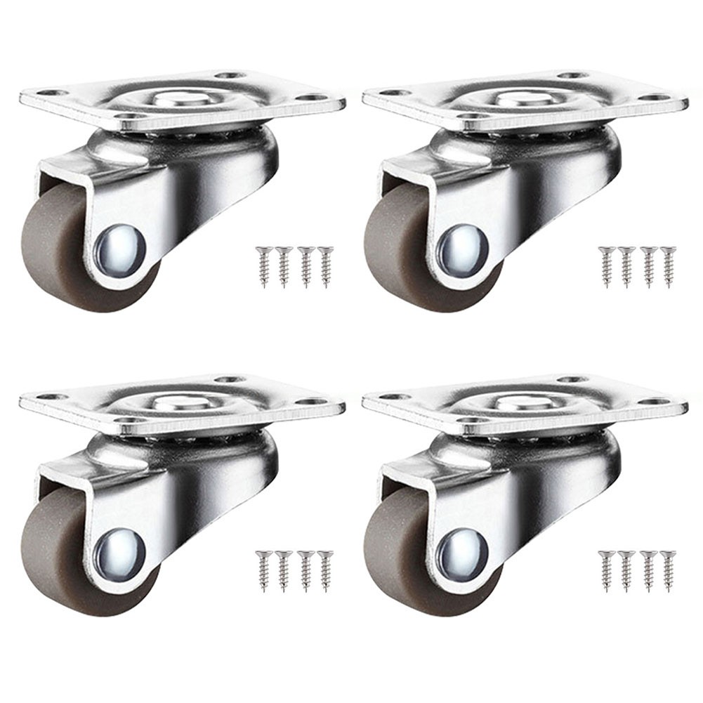 For Small Furniture Casters 4 Pack 0.5 Inch Low Profile Quiet Rolling Wheels