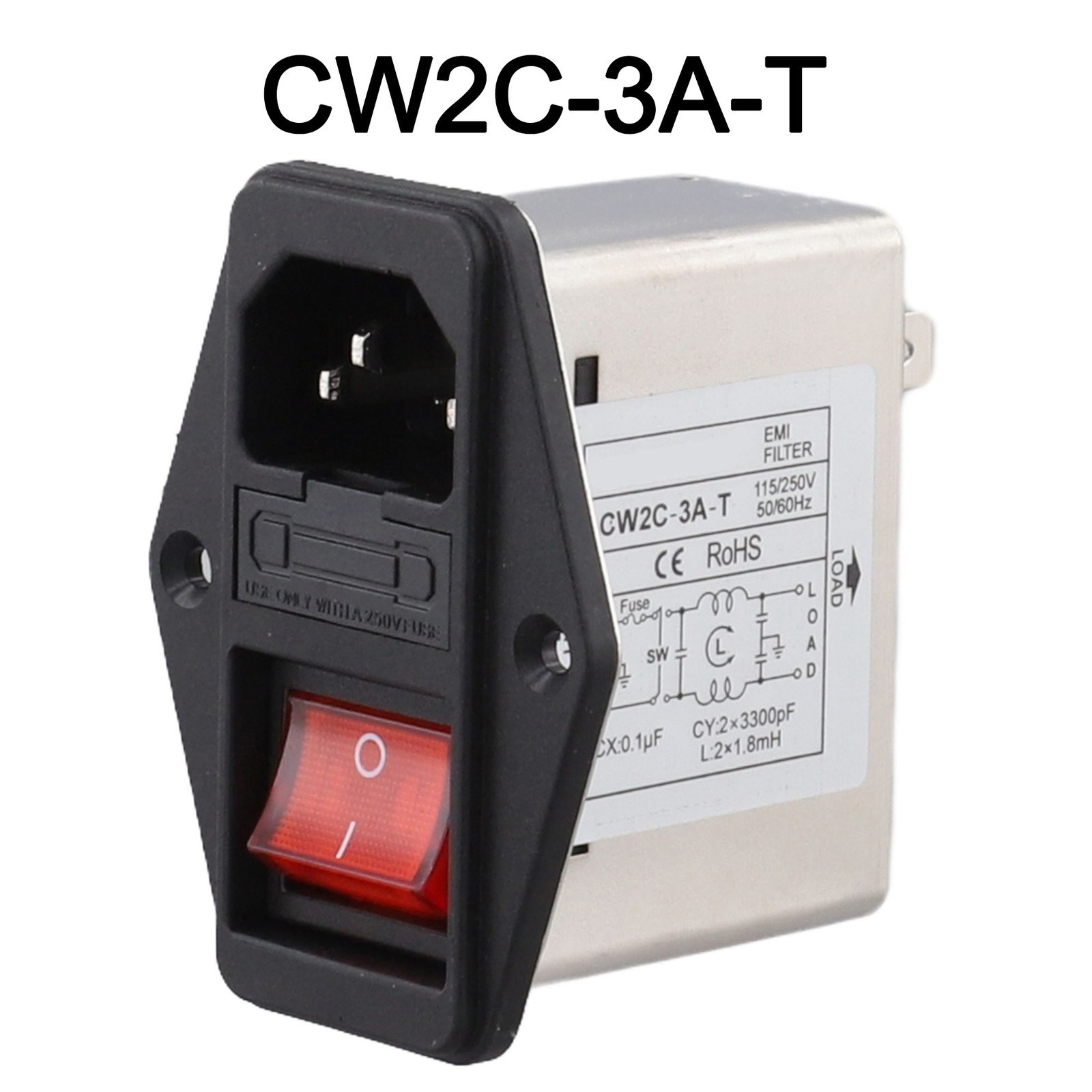 Netzfilter Kaltgerätesteckdose Typ mit Licht Sicherheitsschalter 3A 6A 10A CW2B