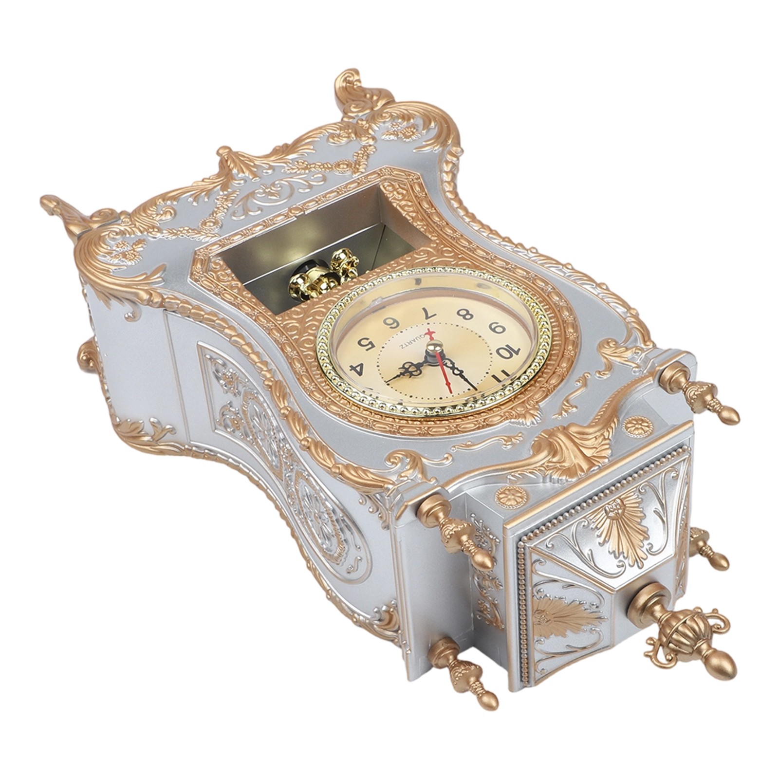 Antique Style Table Clock Silent Sweep Second Decorative Clock for Quiet Spaces