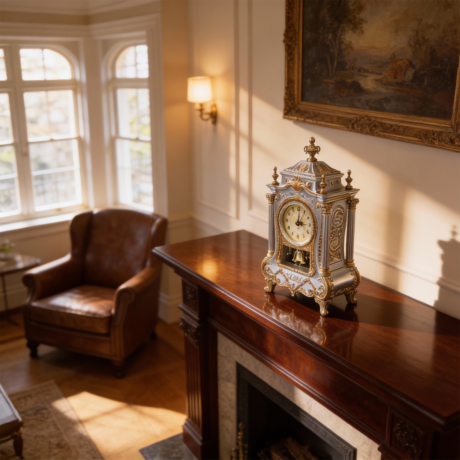 Antique Style Table Clock Silent Sweep Second Decorative Clock for Quiet Spaces