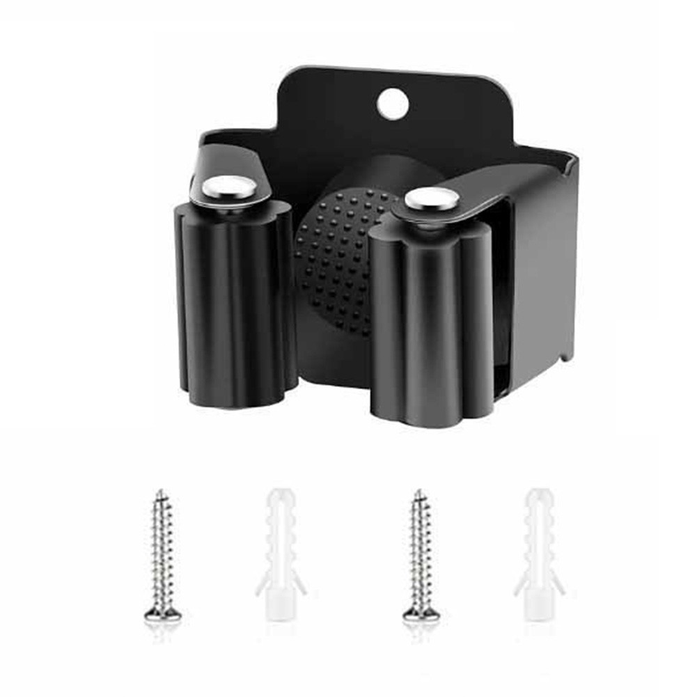 Space Saving Stainless Steel Broom Mop Holder Wall Mount with Secure Hooks