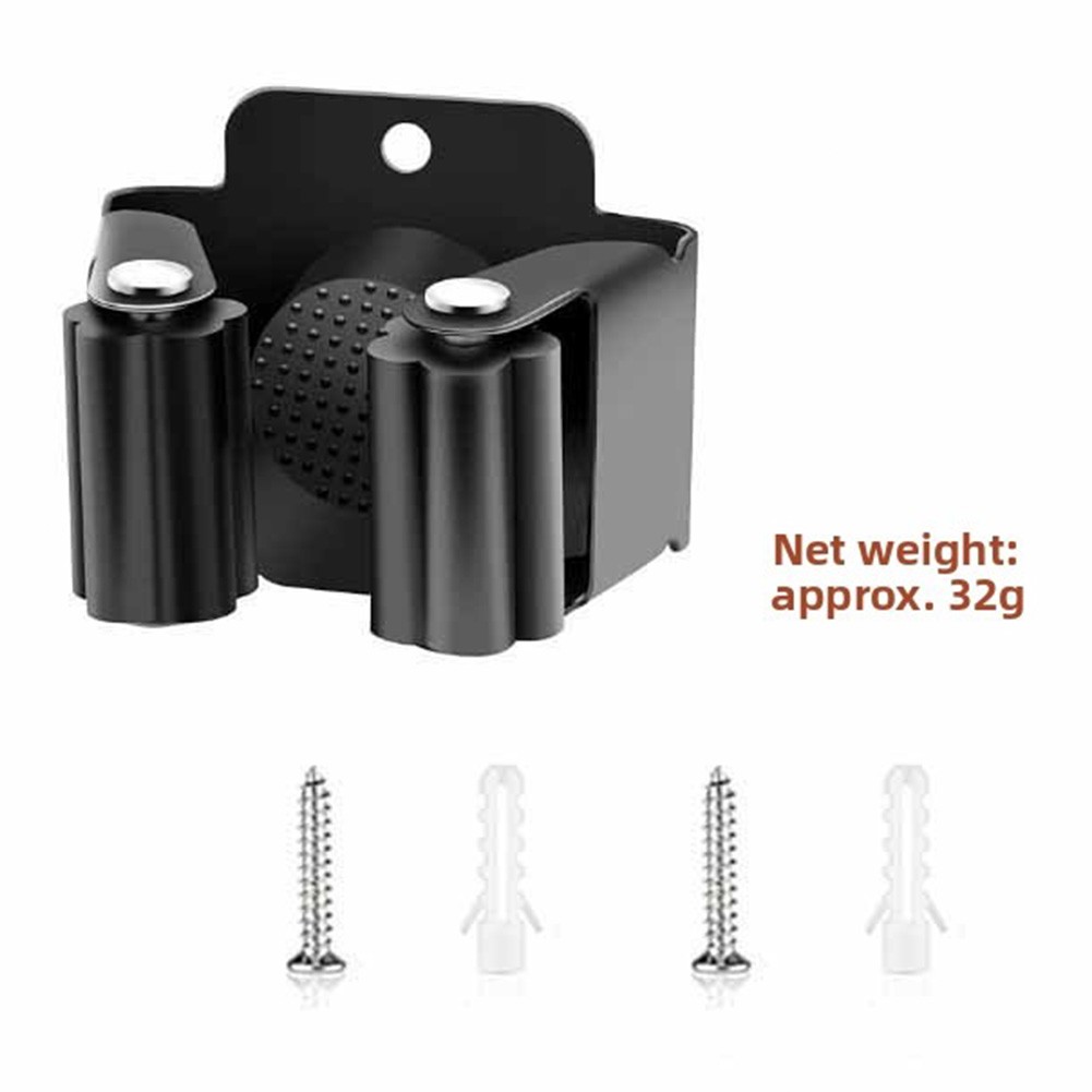 Space Saving Stainless Steel Broom Mop Holder Wall Mount with Secure Hooks