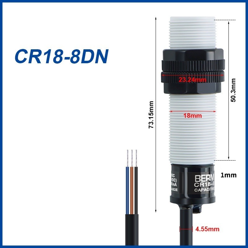 Capacitive Switch Sensor 8mm NPN for pnp NO Adjustable Sensitivity IP65 Cable