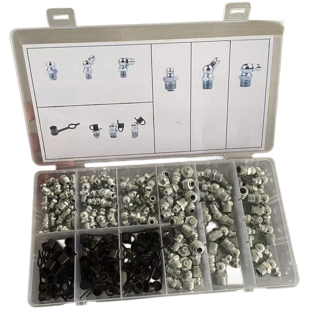 SAE 120 PCS Grease Fitting Set with 90 Degree and 45 Degree Zerks for Tool Use