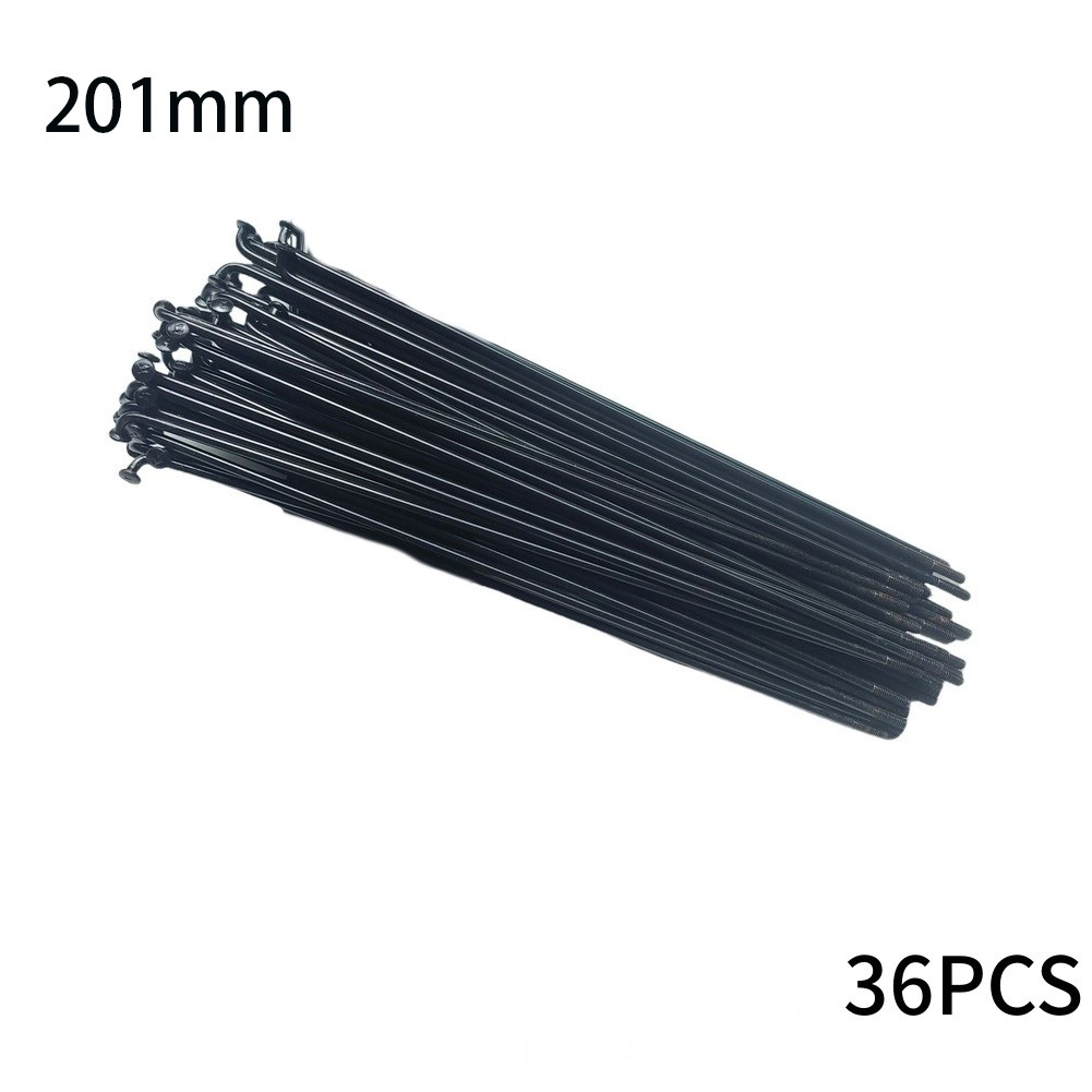 36pcs Hardened Electric Bike Spokes with Nuts Steel Aluminum Alloy Black