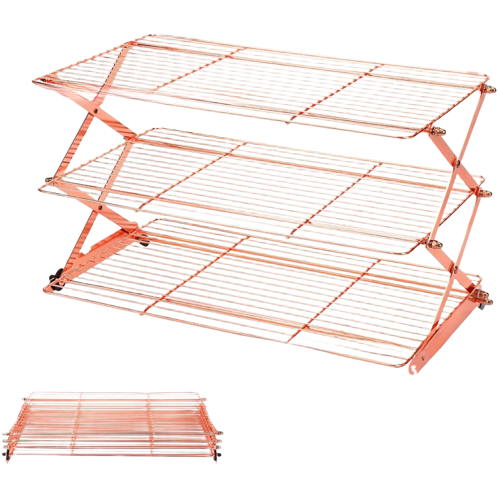 Collapsible 3 Tier 4 Tier Cooling Rack for Post Bake Cooling and Storage