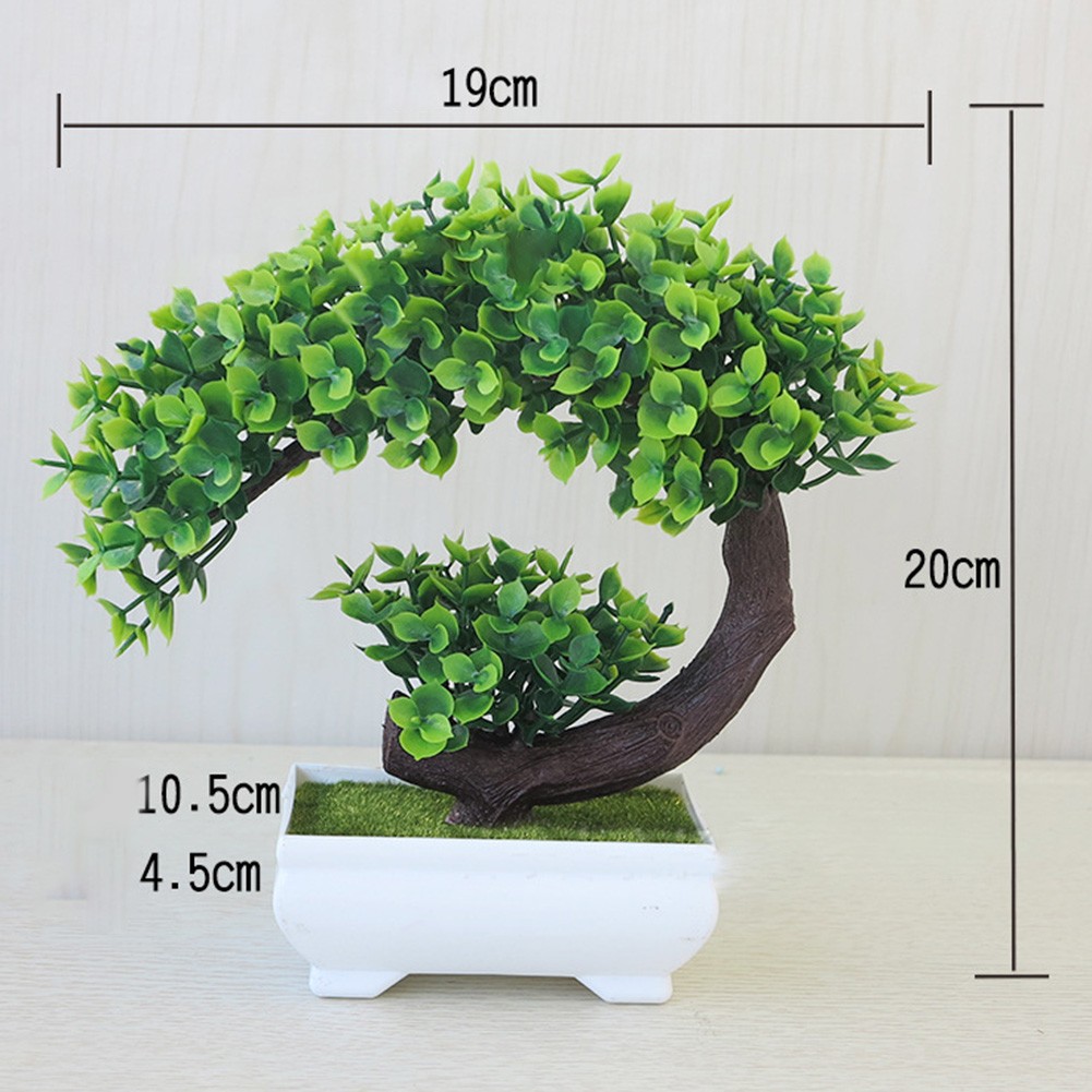 Faux Green Bonsai Tree Small Floral Art Decorative Plant for Office Desk Space