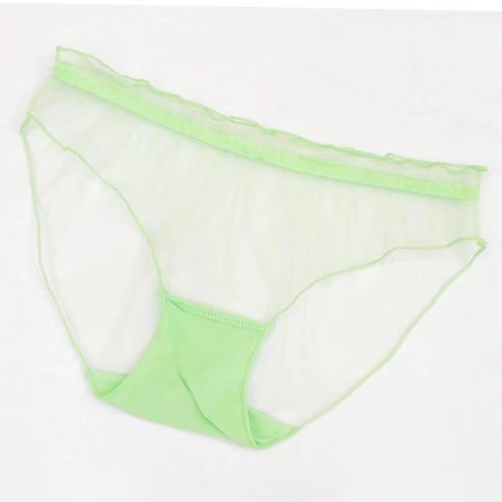 Women Mid Rise Lace Mesh Briefs Breathable Sheer Underwear Sexy Lingerie