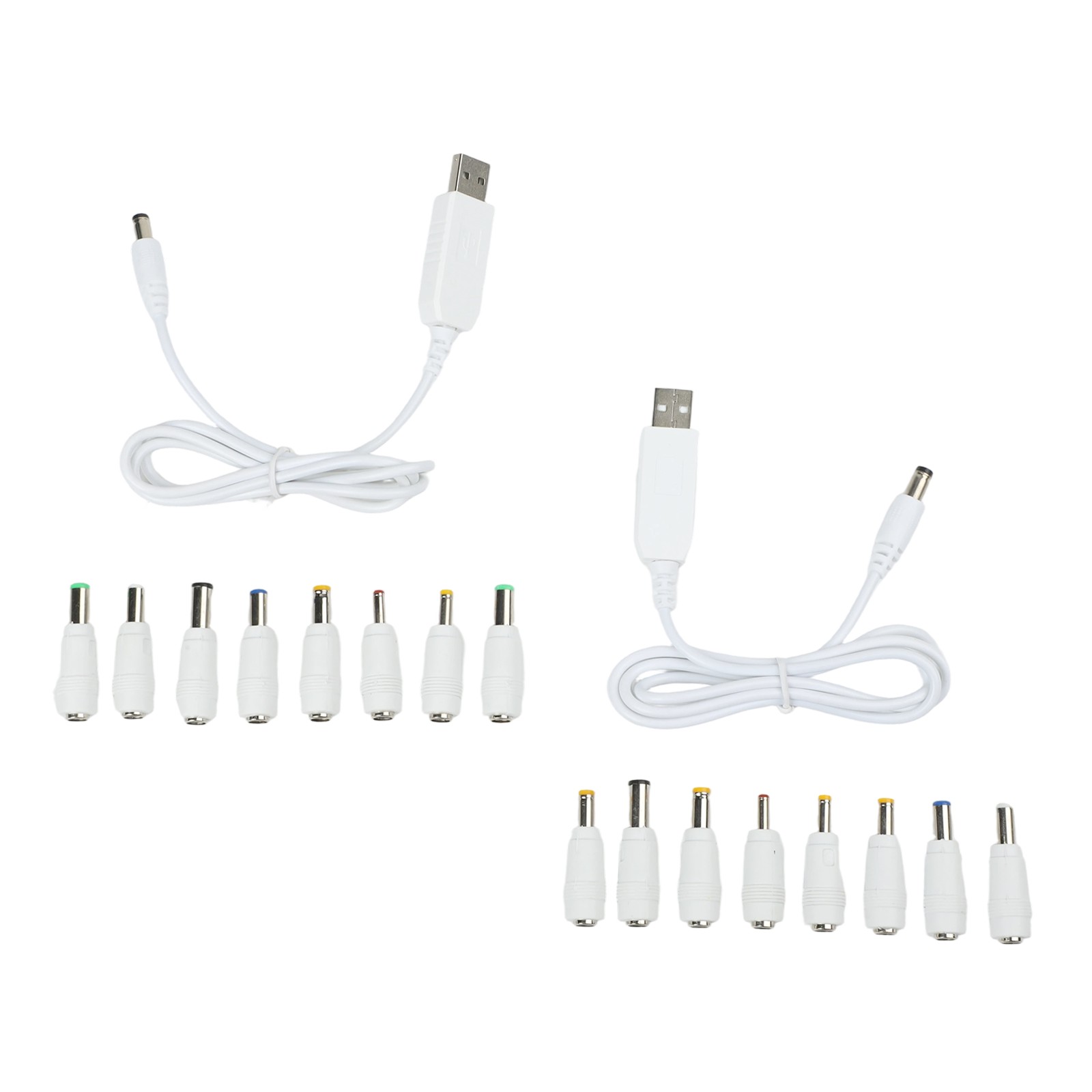 2 Pack USB to DC Power Cable with Multiple Adapters for Various Devices
