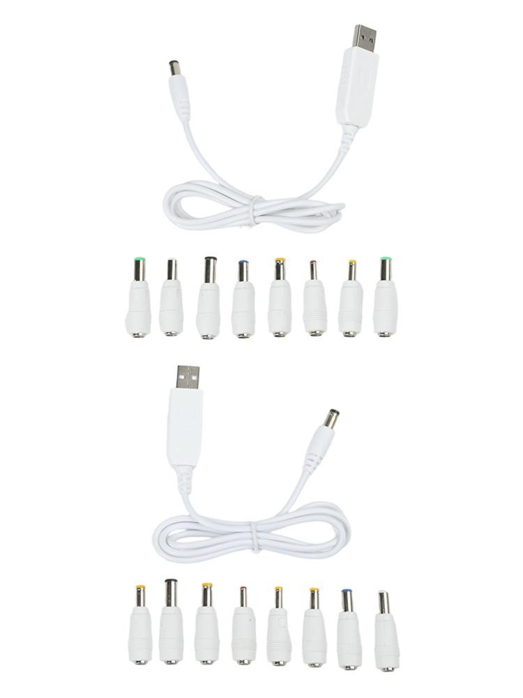 2 Pack USB to DC Power Cable with Multiple Adapters for Various Devices