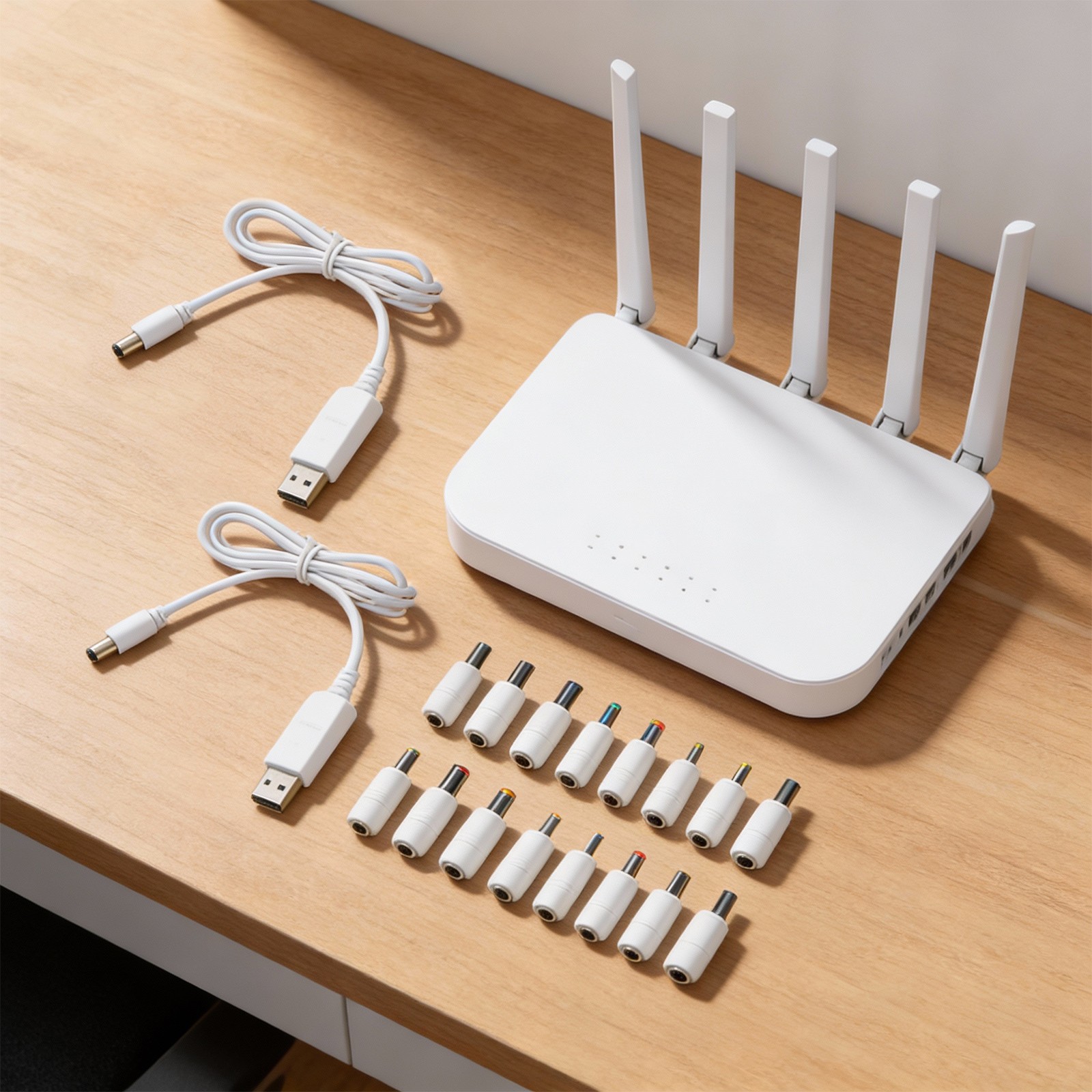 2 Pack USB to DC Power Cable with Multiple Adapters for Various Devices