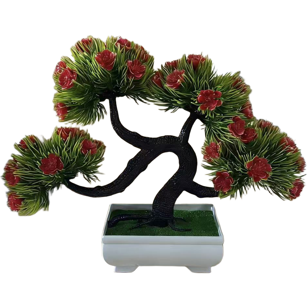 Faux Dragon Claw Pine and Orchid Bonsai for Home Office Study Living Room Decor