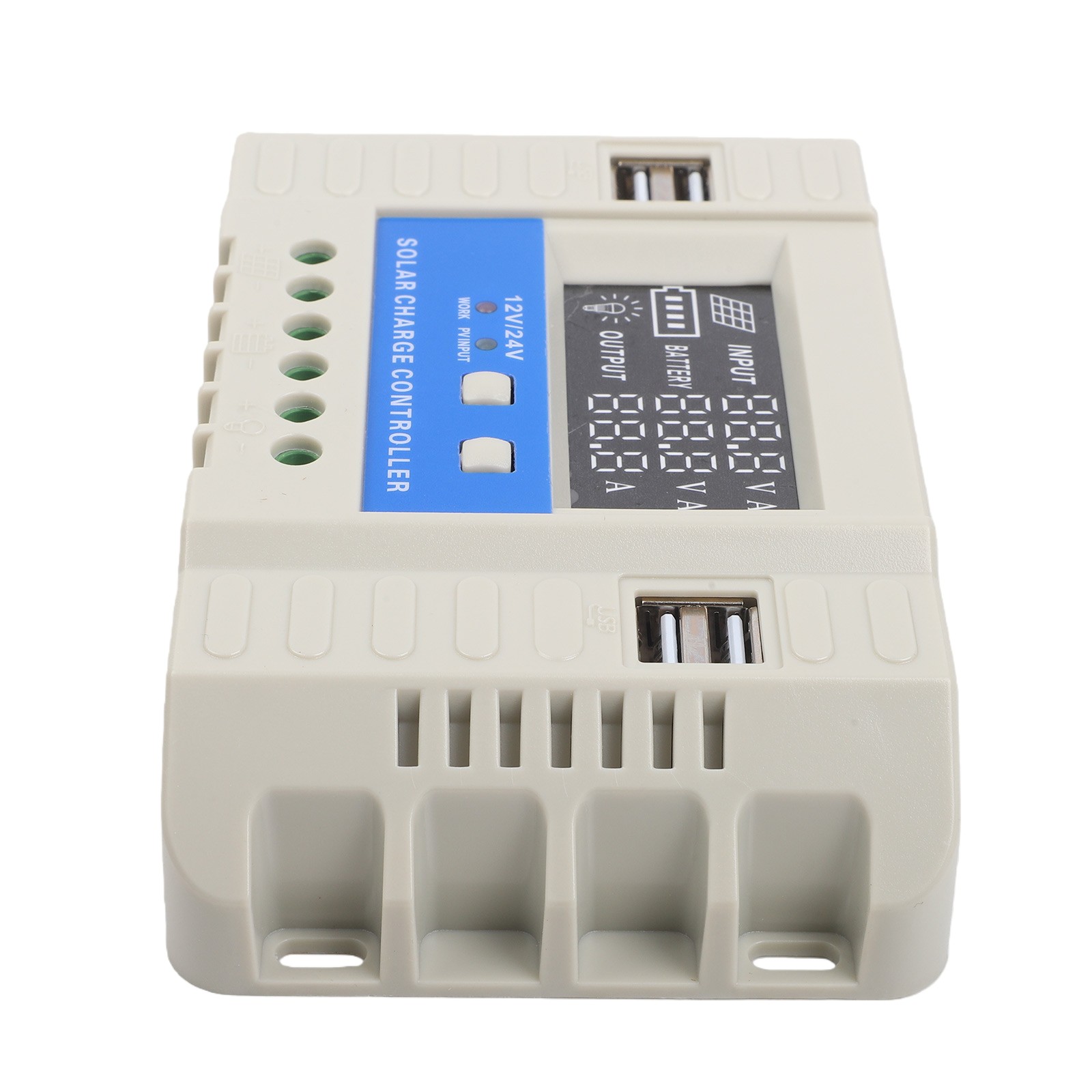 12V 24V Solar Controller Compatible with Acid Battery and USB Charging