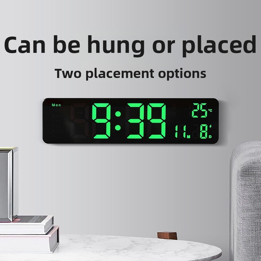 LED Digital Wall Clock 10 Inch for Indoor Use with Temp Date Week Display