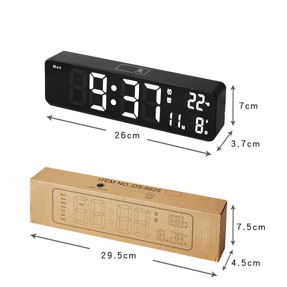 LED Digital Wall Clock 10 Inch for Indoor Use with Temp Date Week Display