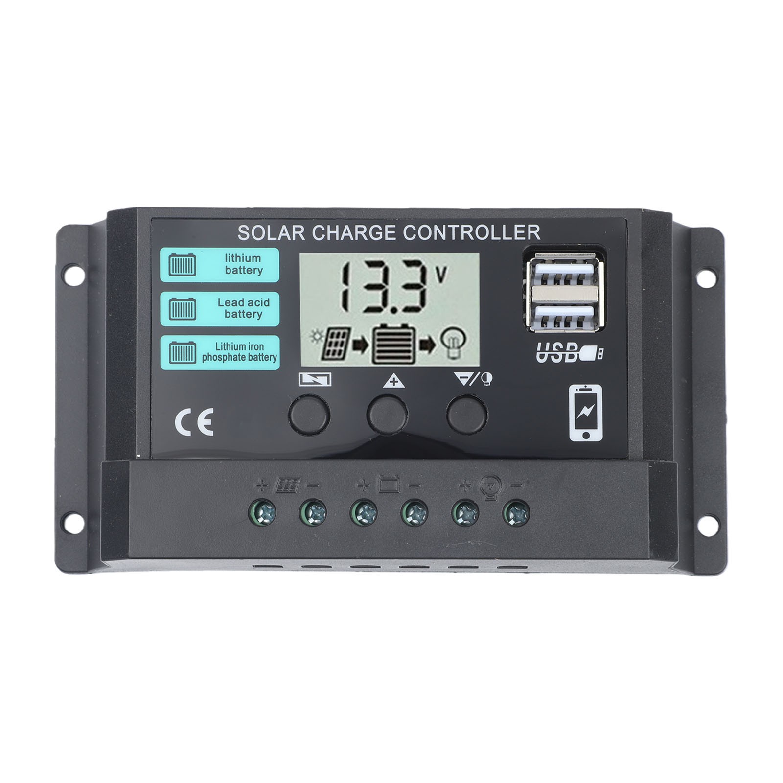 Light Activated Solar Charge Controller 12V 24V with Real Time Monitoring