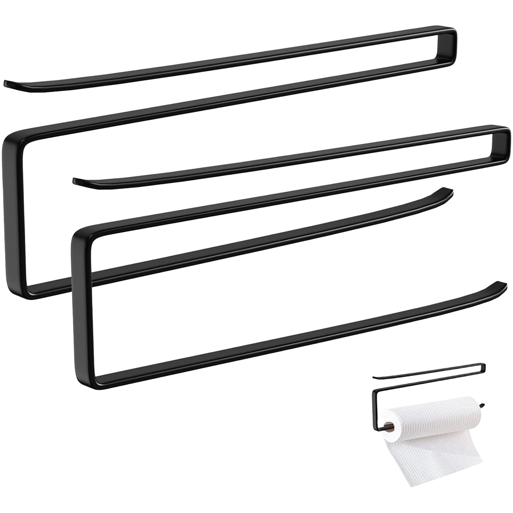 Modern 2 Pack Kitchen Paper Towel Holder Iron No Drill Space Saving Design