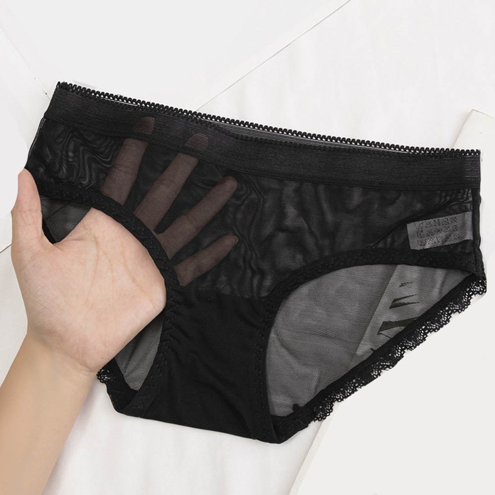 Seamless Women See Through Panties Lace Mesh Briefs Breathable Low Waist Design