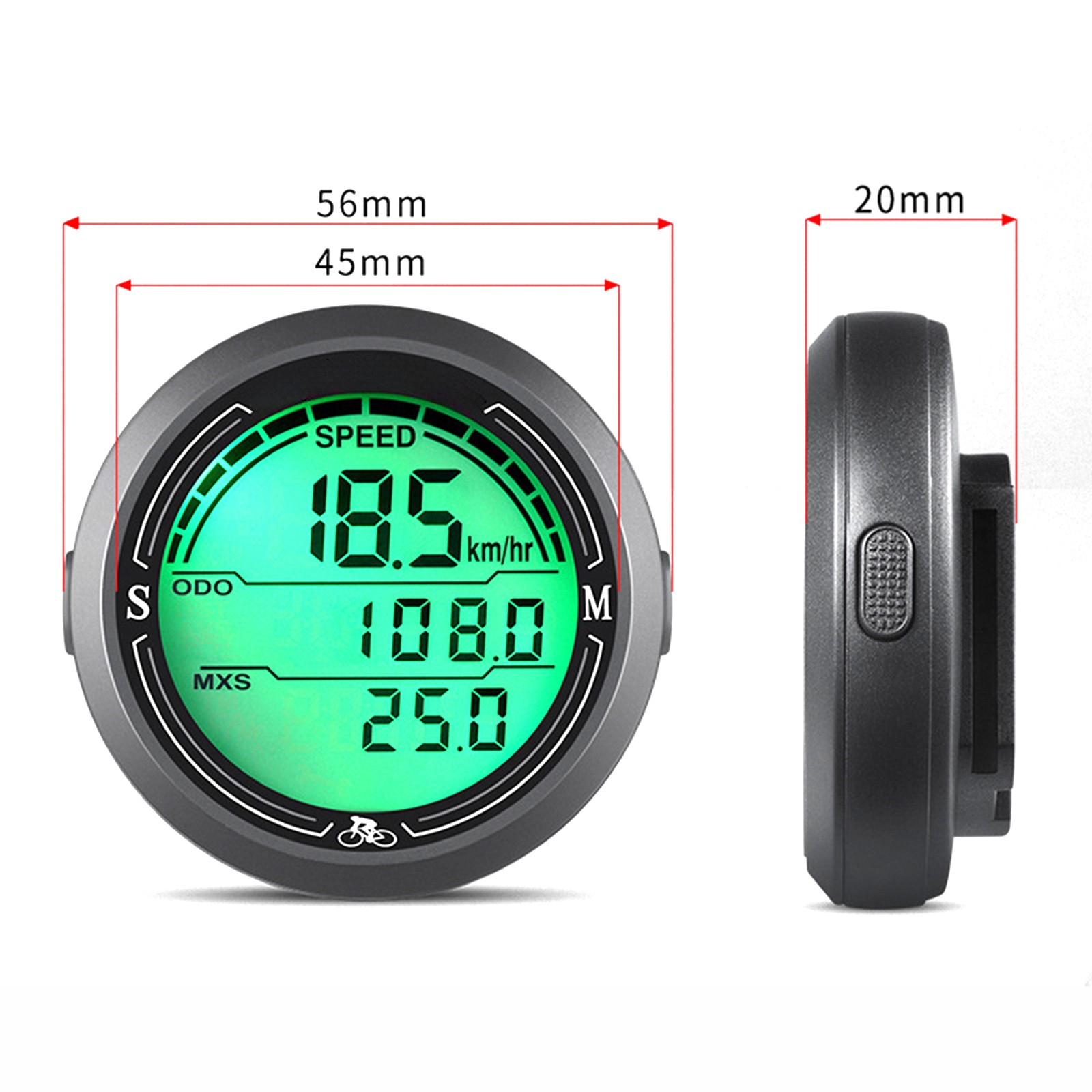 Waterproof Bicycle Speedometer with Large Backlit LCD Display Odometer