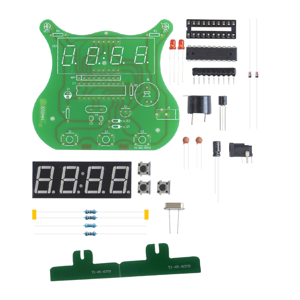 Four Digit Clock Kit with User Friendly Interface for DIY PCB Projects