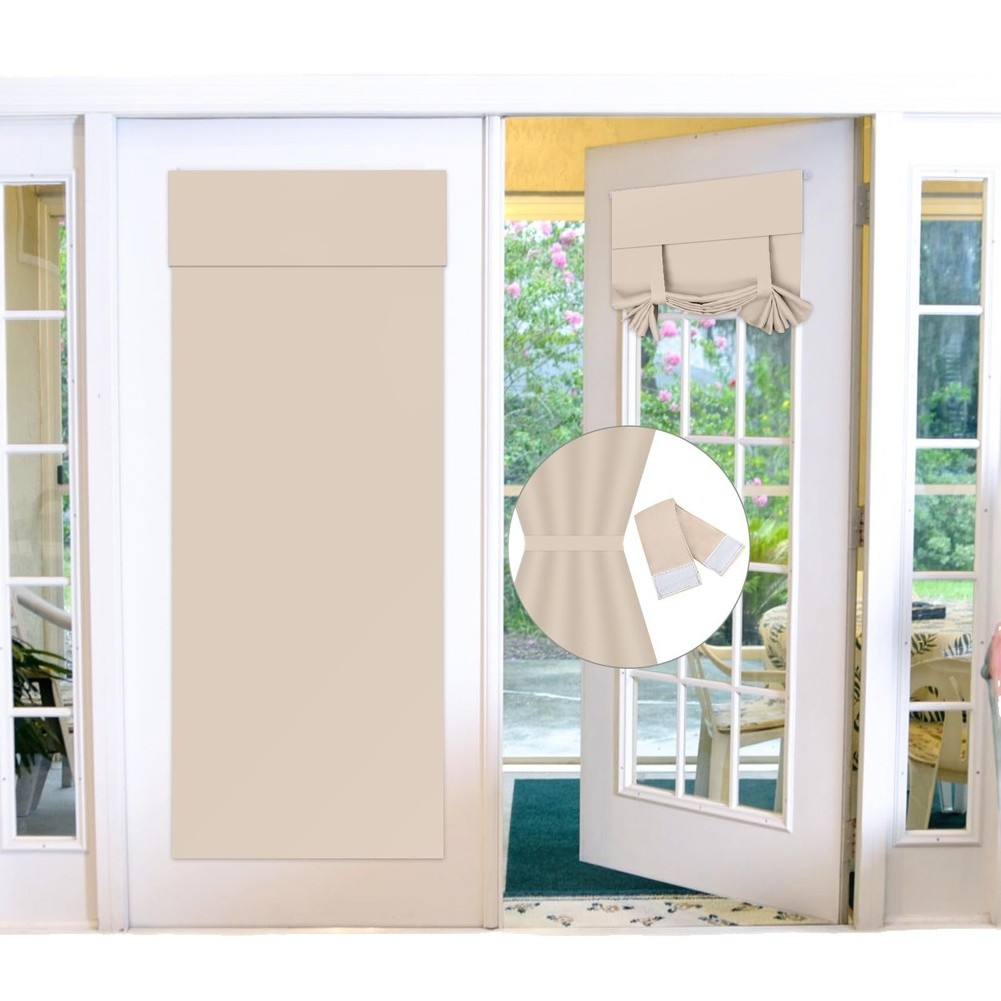 Modern Blackout Privacy Curtain for French Door 173x66cm Beige White Black