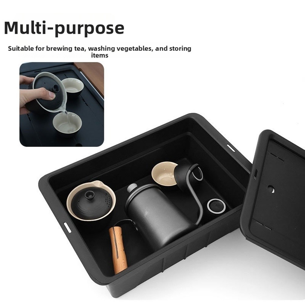 For IGT Table Tea Tray with Lid Drainage 36 x 24.8 x 12 cm Stackable Design