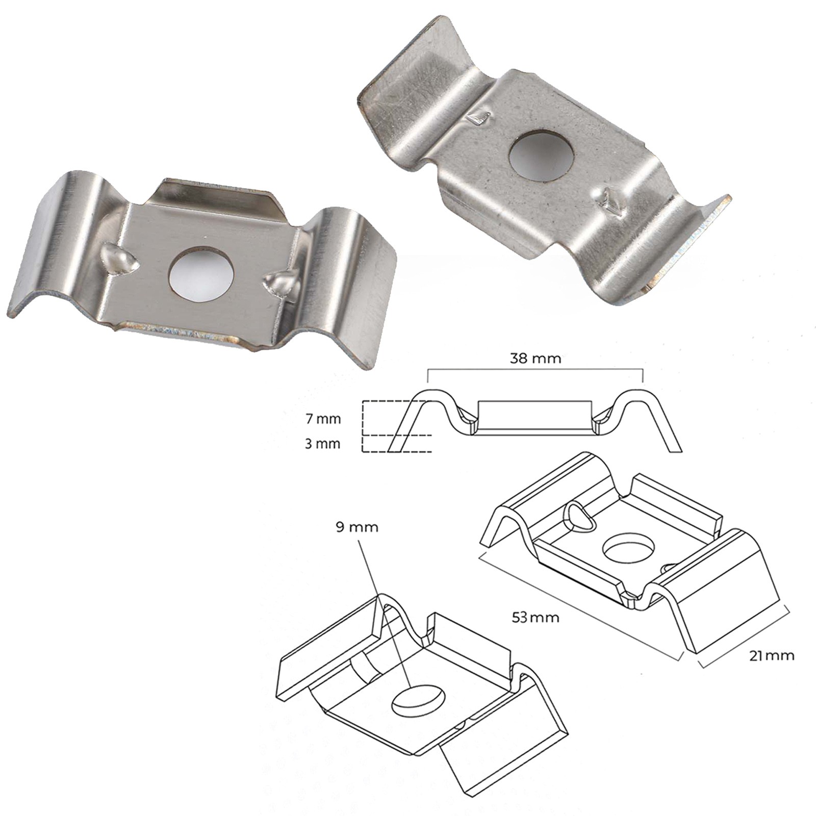 Double Pole Pad Fence Bracket Clamp for 28 32mm Metal and Wooden Posts