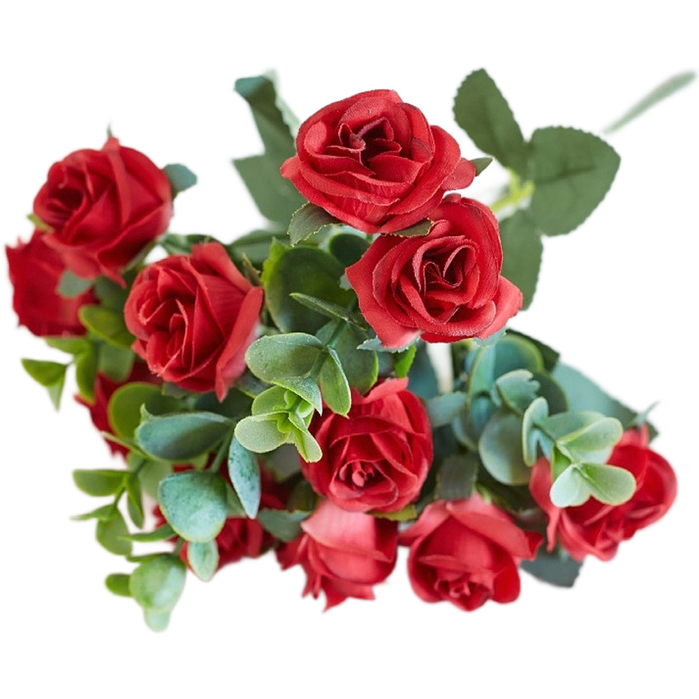 Silk Flower Bouquet Artificial Roses for Wedding Centerpiece Home Office Decor