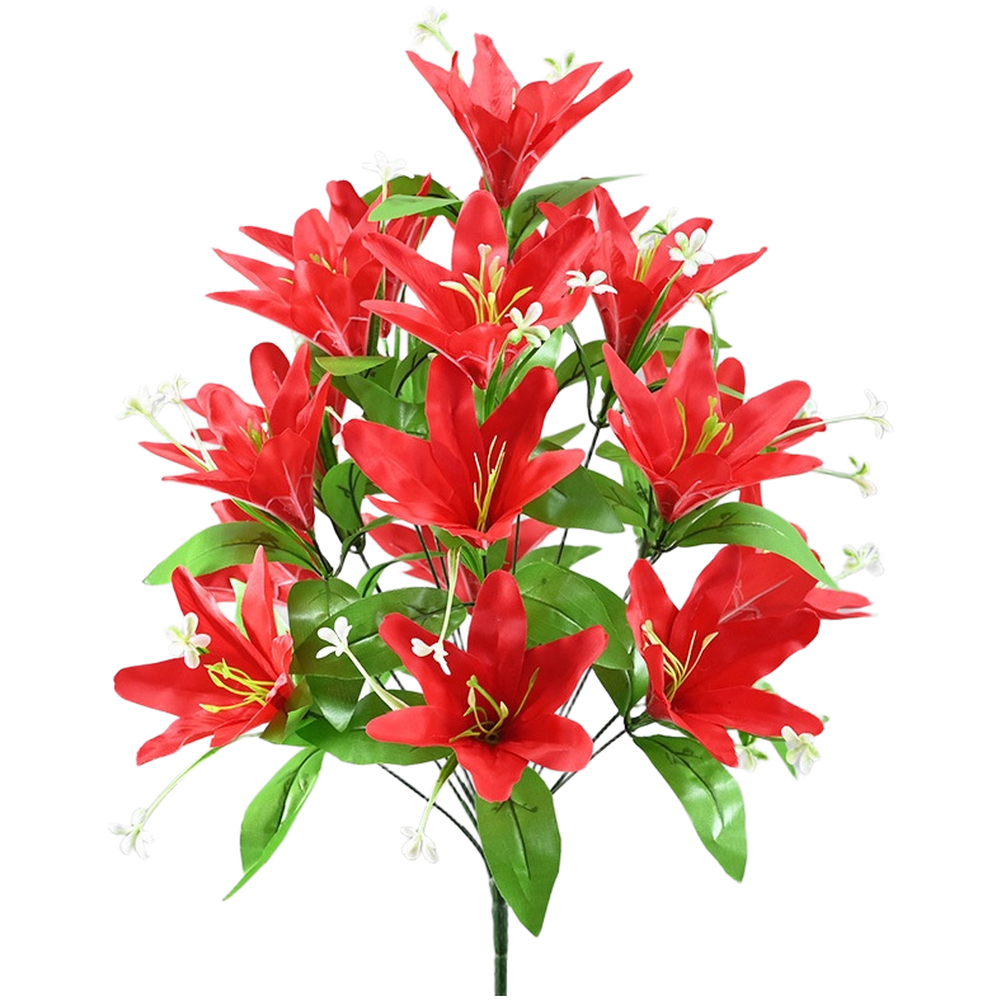Plastic and Silk Artificial Lilies 18 Heads 50cm for Indoor Decoration