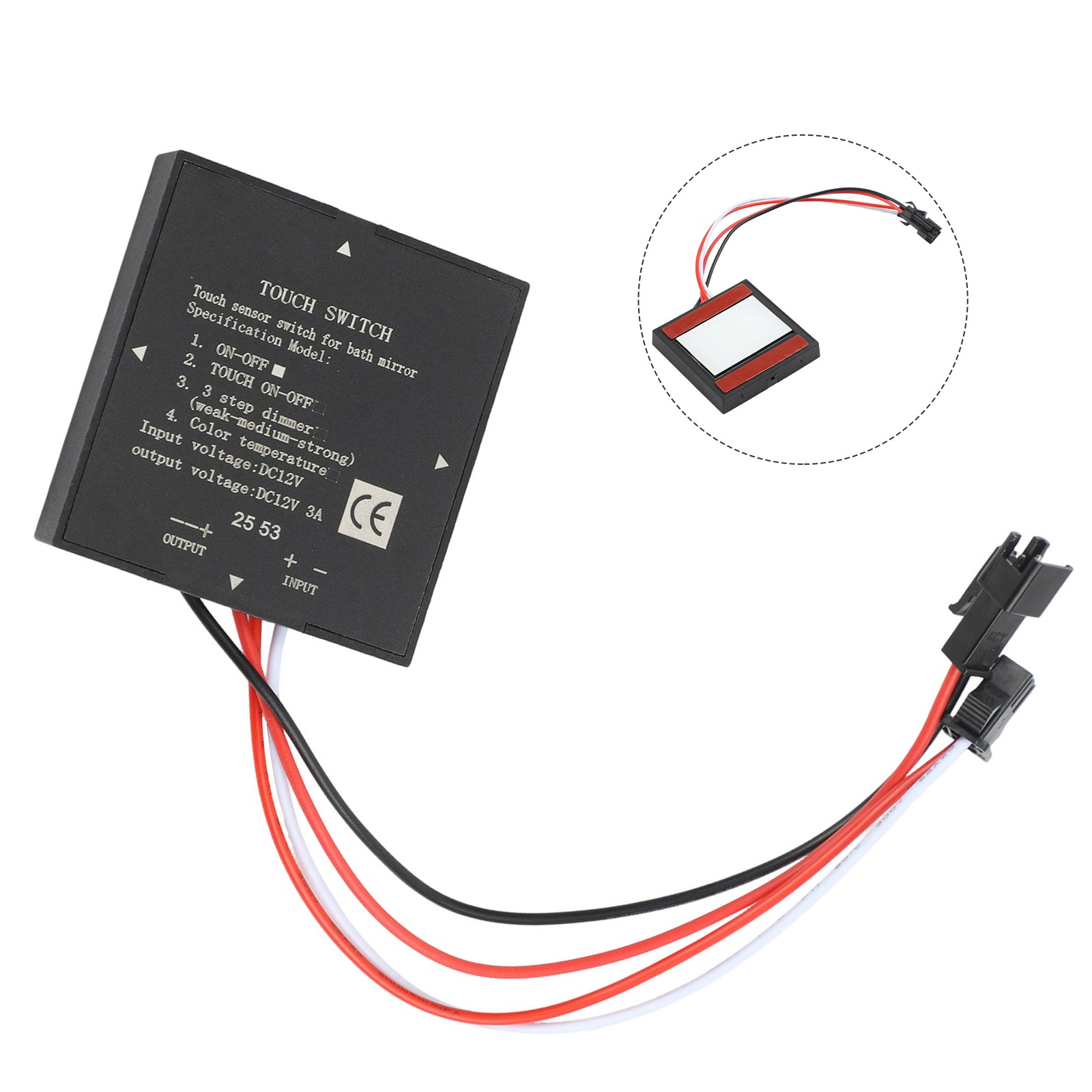 Black-Smart Mirror Touch Sensor Switch Suitable For LED Light Smart Home Switch