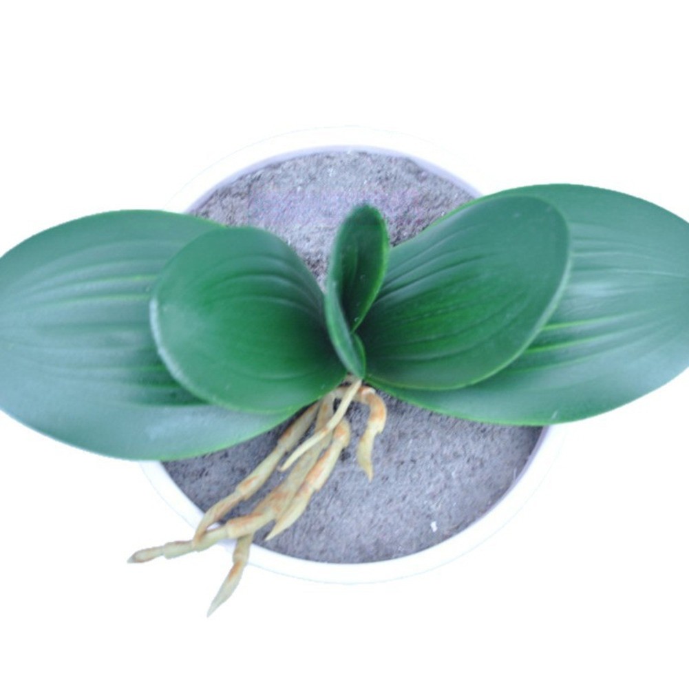 2pcs PU Green Phalaenopsis Orchid Leaves Artificial Foliage for Home Styling