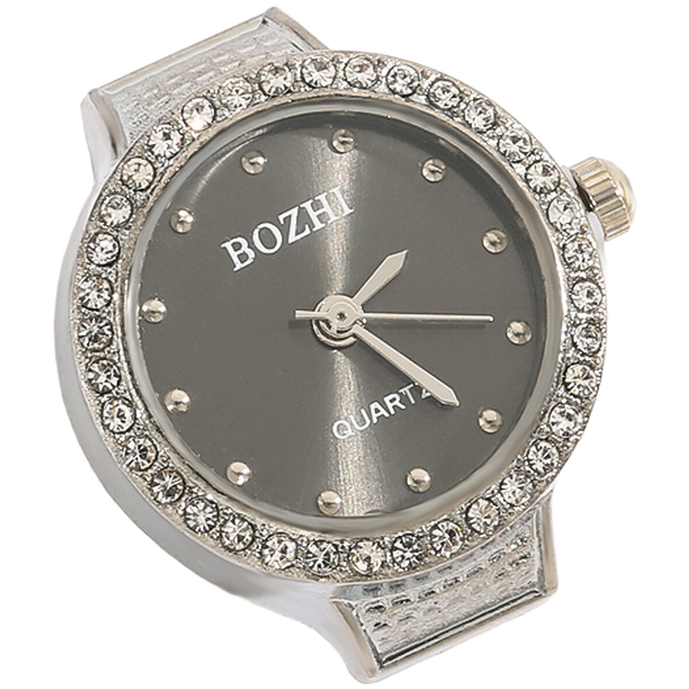 For Women’s Quartz Ring Watch Elegant Round Rhinestone Accents Gold Tone