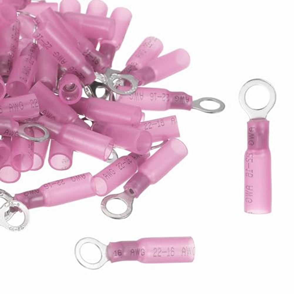 100pcs #10 Red Insulated Crimp Ring Terminals For 22 16 AWG Tinned Copper Wire