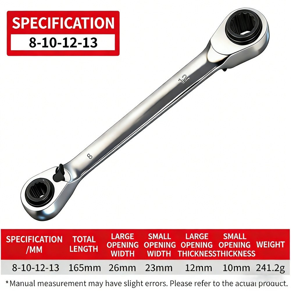 40CR Chrome Vanadium Steel 4-in-1 Ratchet Wrench Set for Automotive Use