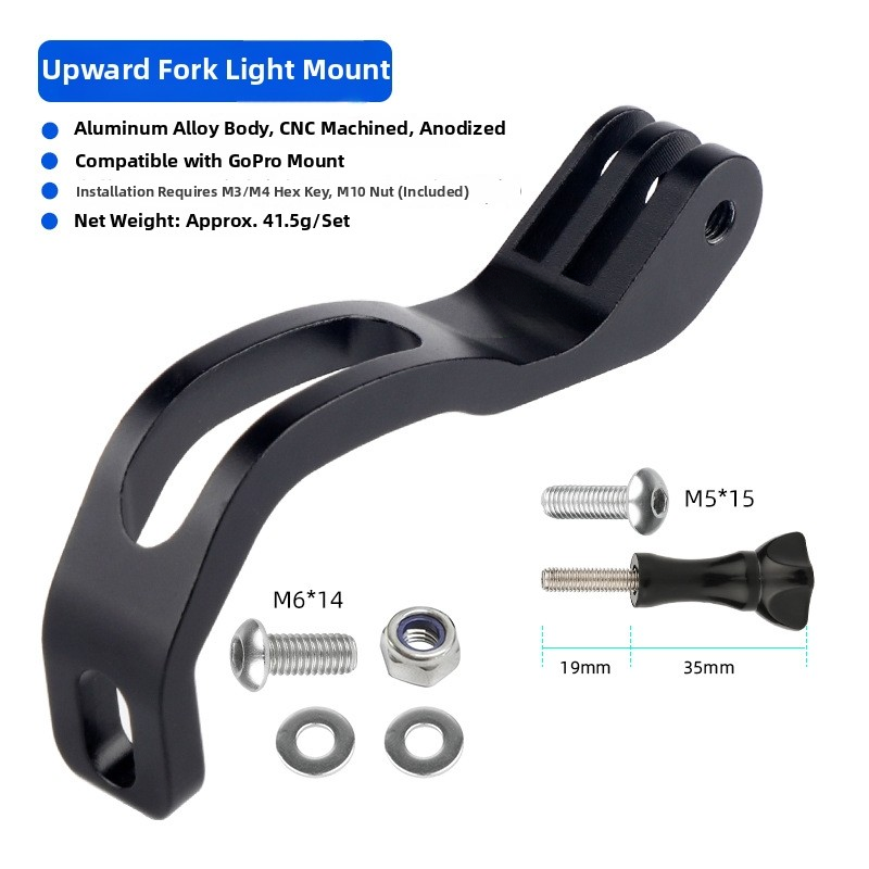 Aluminum Out-Front Light Mount for Folding Bikes 88x52mm Dimensional Fit