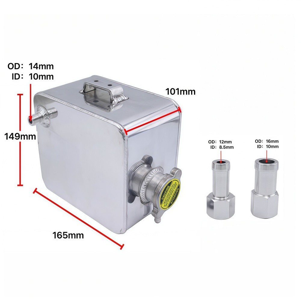Radiator Reservoir Expansion Tank Aluminum Alloy Welded Seams Rust Resistant
