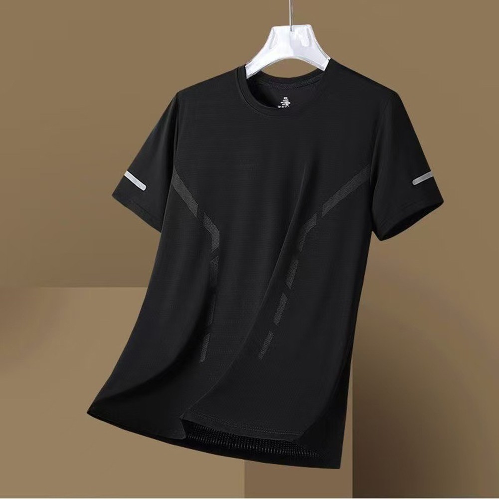 Men’s Loose Ice Silk T Shirt Short Sleeve Quick Dry Sports Top for Daily Wear