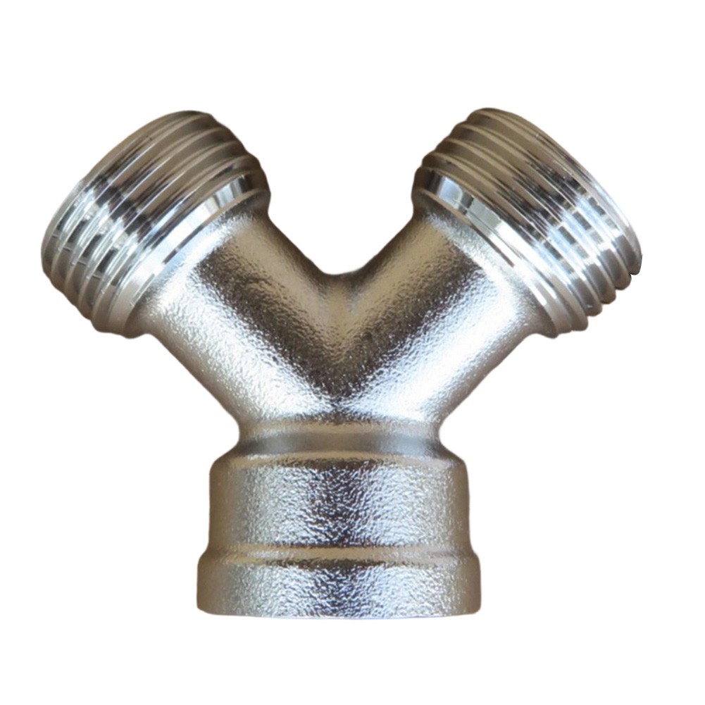 Brass Y Hose Connector 3/4 Dual Outlet for Garden Faucet Water Splitting