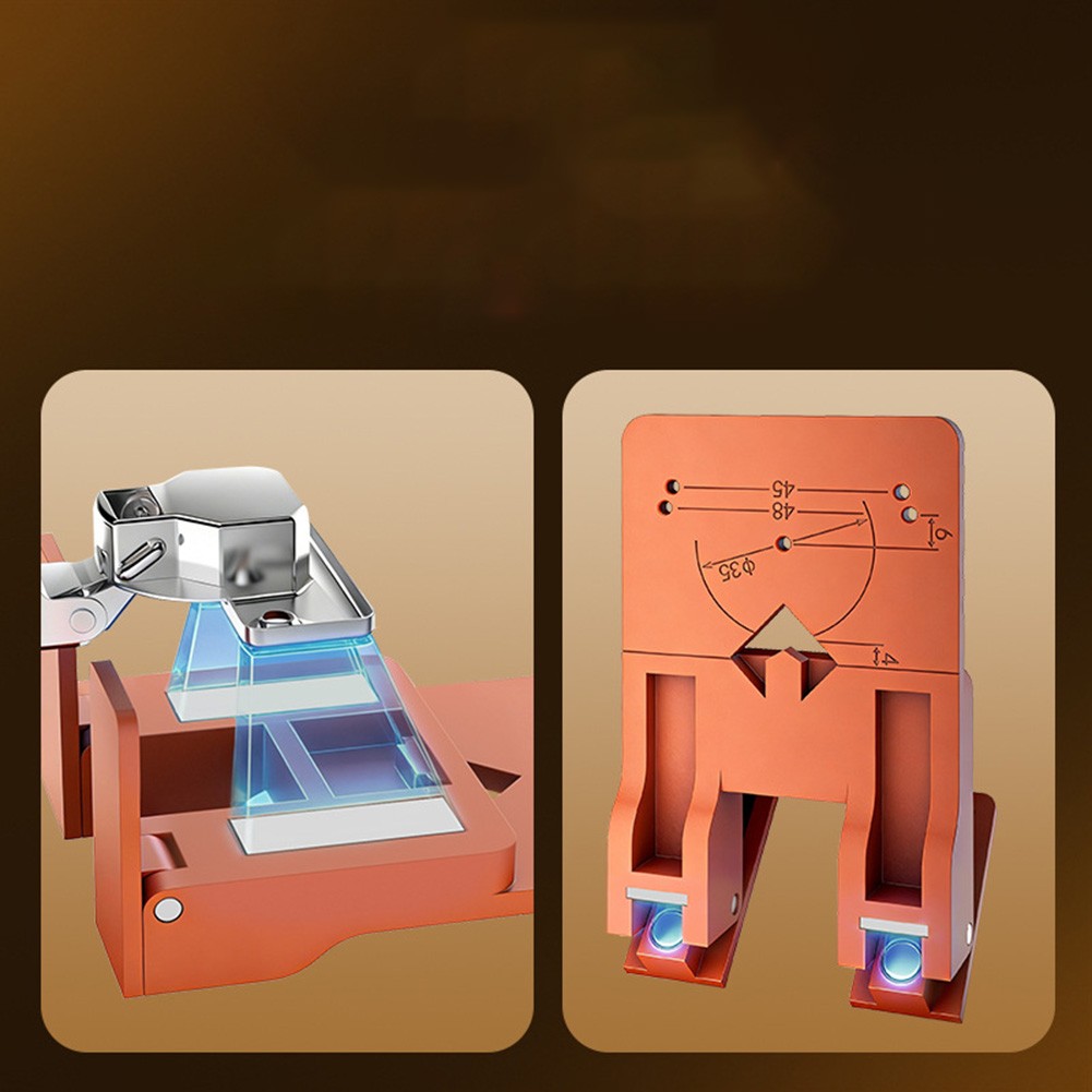 Plastic Door Hinge Jig Orange with Built-in Gap Reference for Cabinets