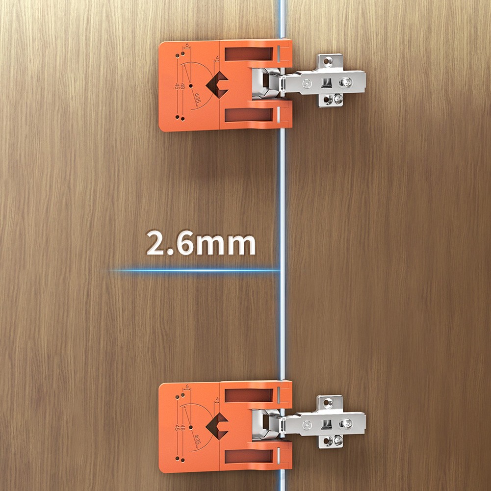 Plastic Door Hinge Jig Orange with Built-in Gap Reference for Cabinets